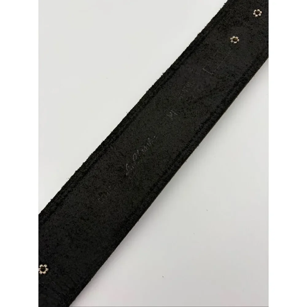 Vintage USA Made Black Leather Southwestern Concho Belt Boho Western Size Small
